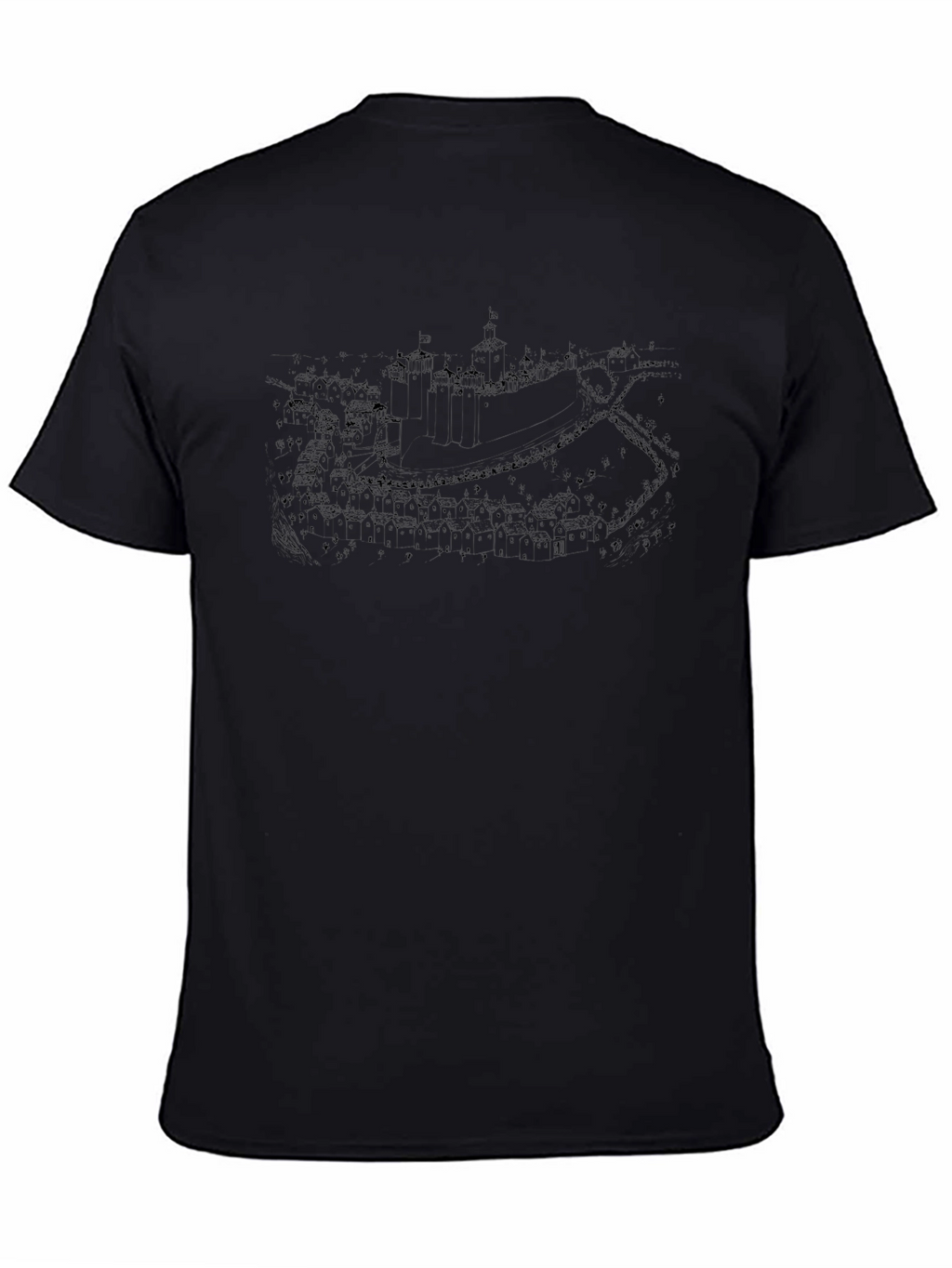 Mens Black Graphic Tee - Castle Map Print