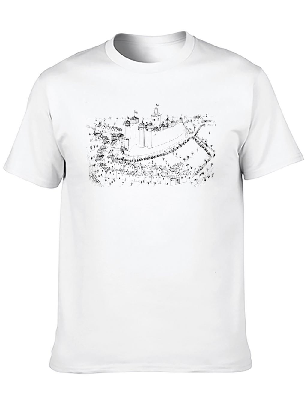 Mens Black Graphic Tee - Castle Map Print