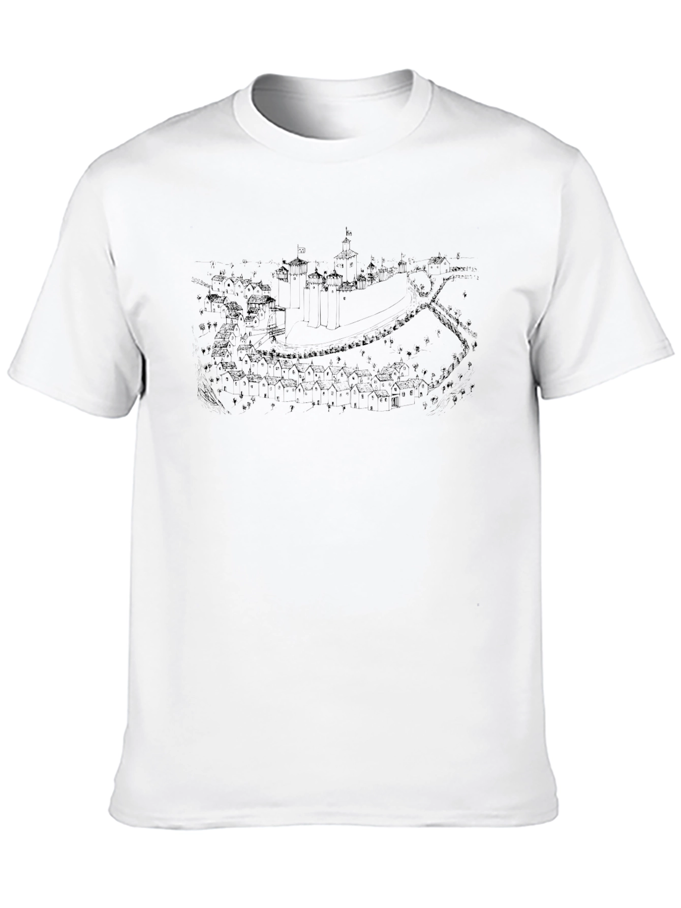 Mens Black Graphic Tee - Castle Map Print
