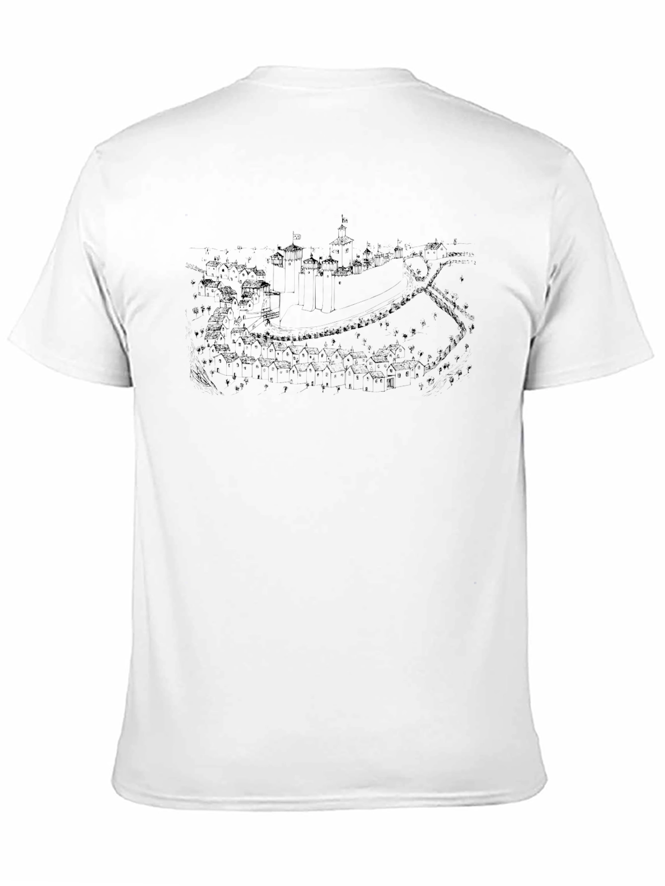 Mens Black Graphic Tee - Castle Map Print