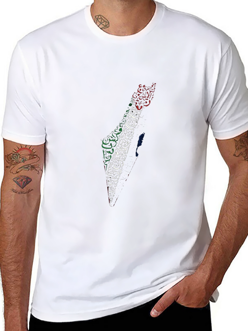 Palestine Map Arabic Calligraphy T-Shirt