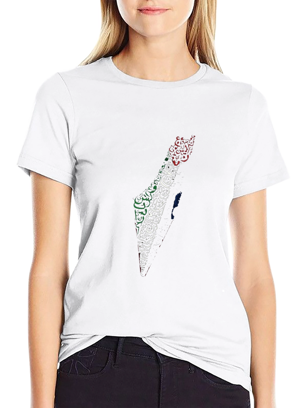 Palestine Map Arabic Calligraphy T-Shirt
