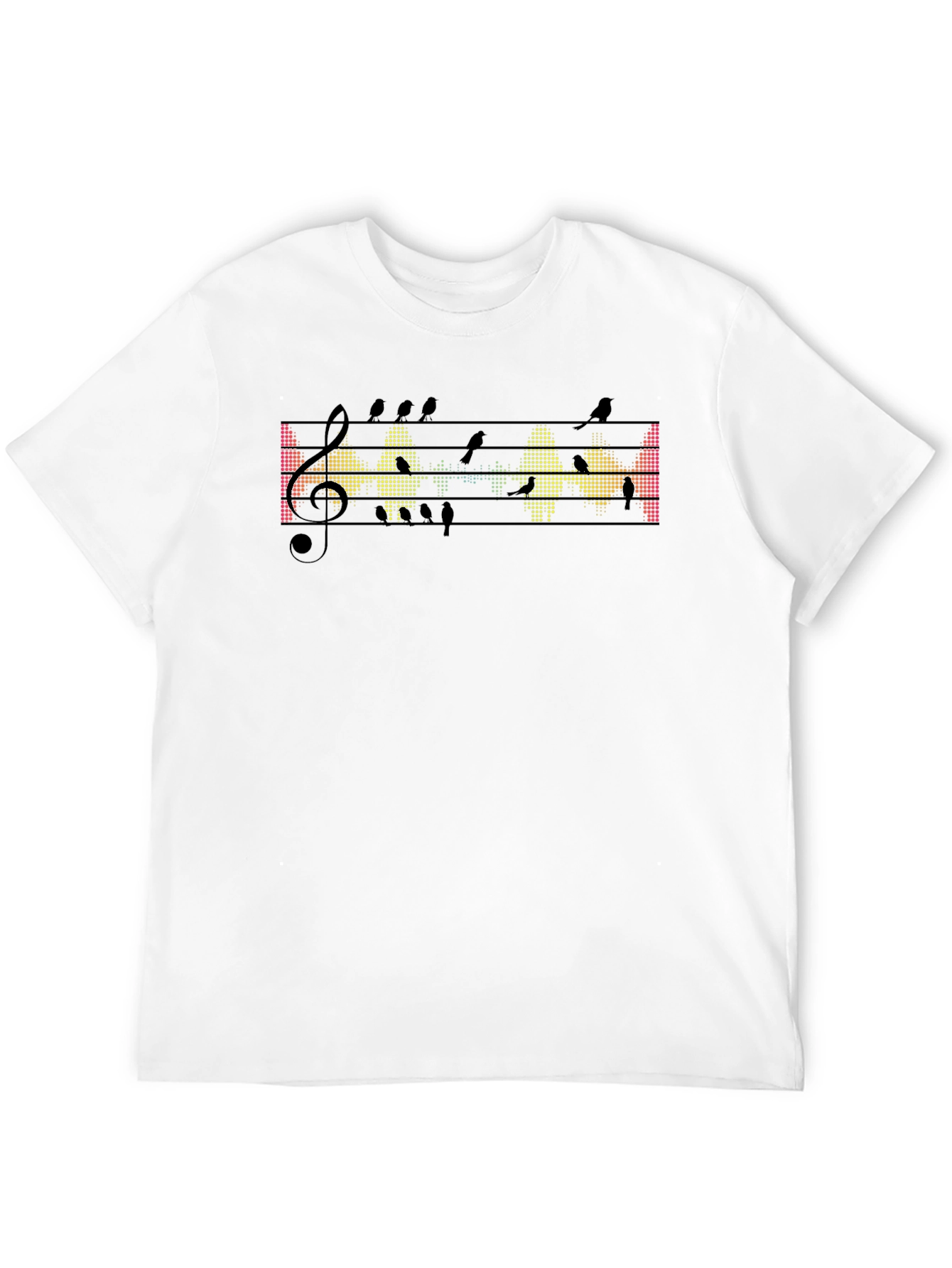 Musical Birds Graphic Tee - Black Cotton T-Shirt