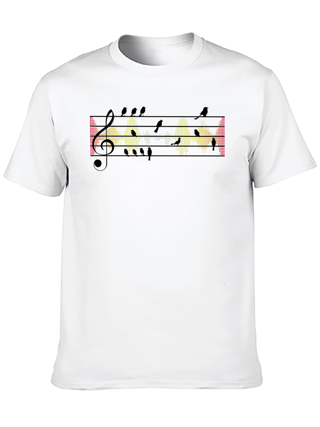 Musical Birds Graphic Tee - Black Cotton T-Shirt
