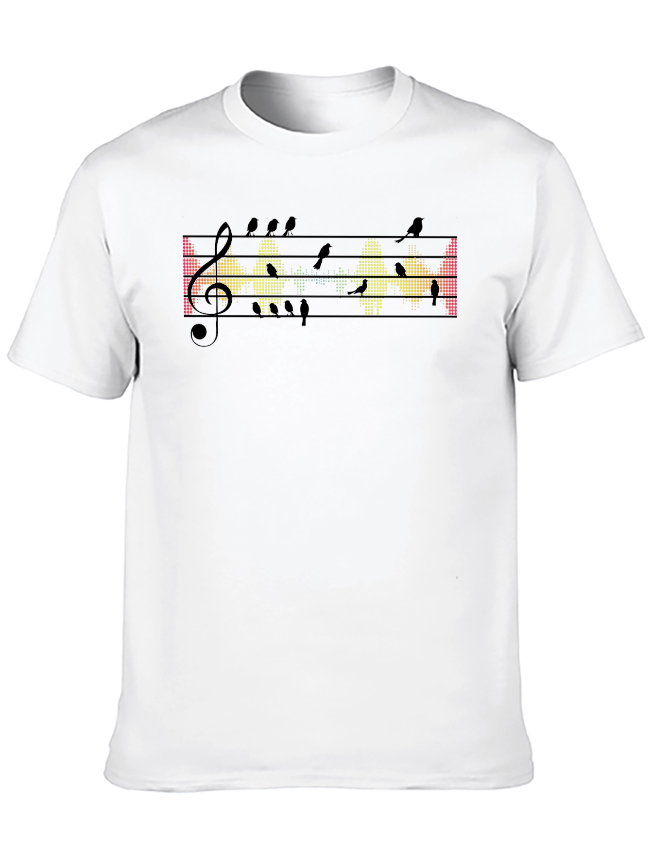 Musical Birds Graphic Tee - Black Cotton T-Shirt