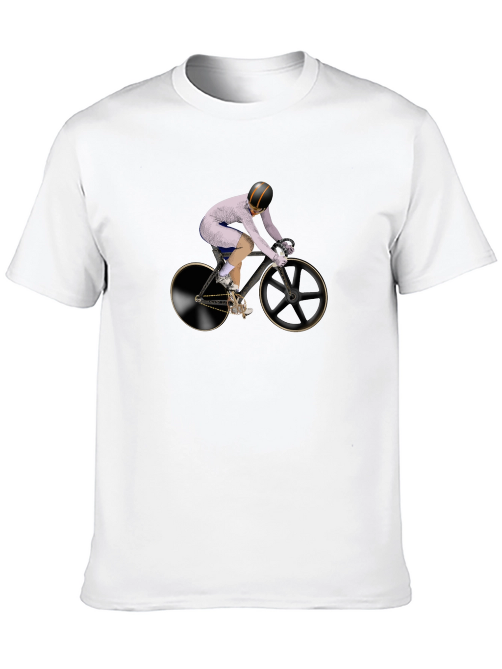 Mens Black T-Shirt with Cyclist Graphic