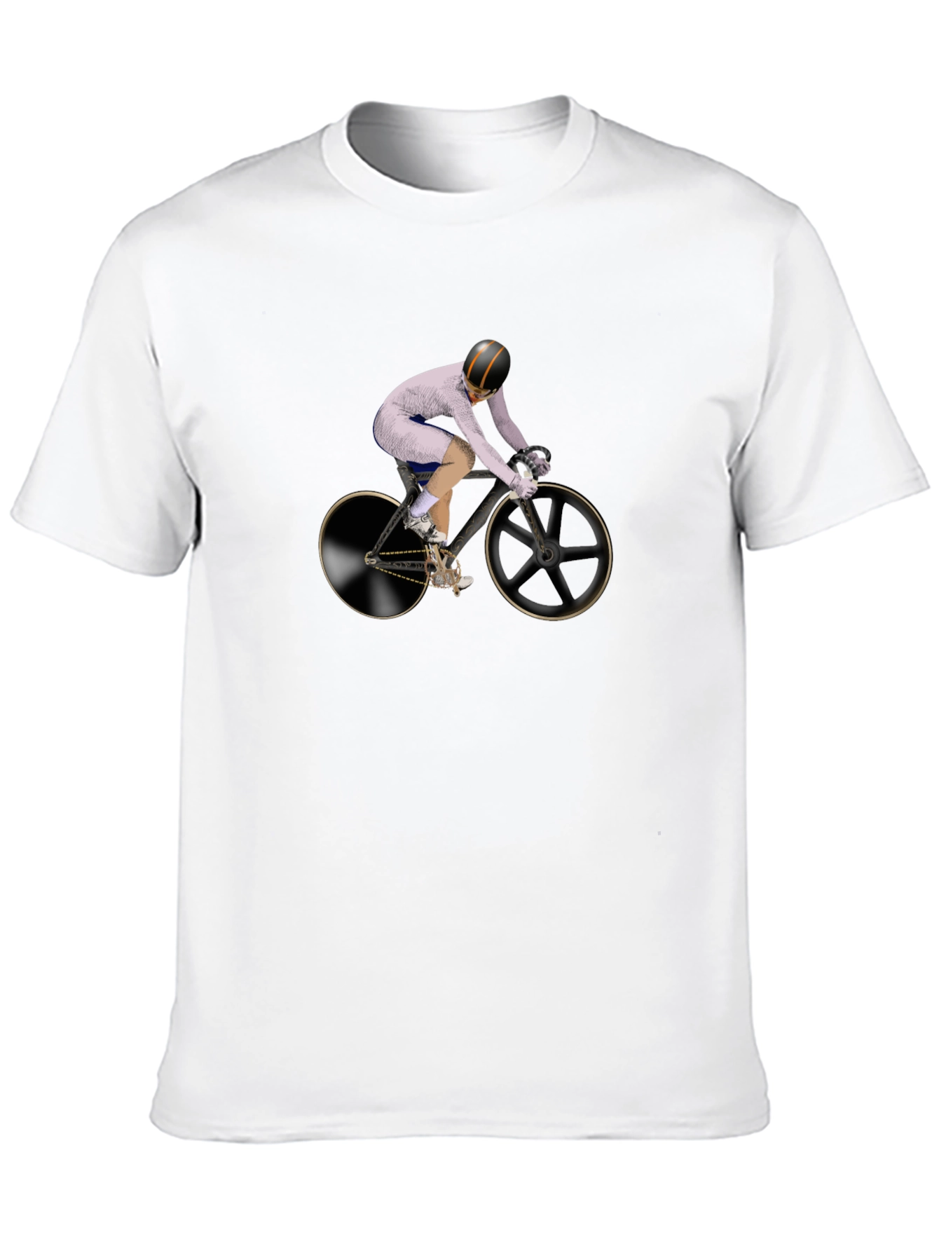 Mens Black T-Shirt with Cyclist Graphic