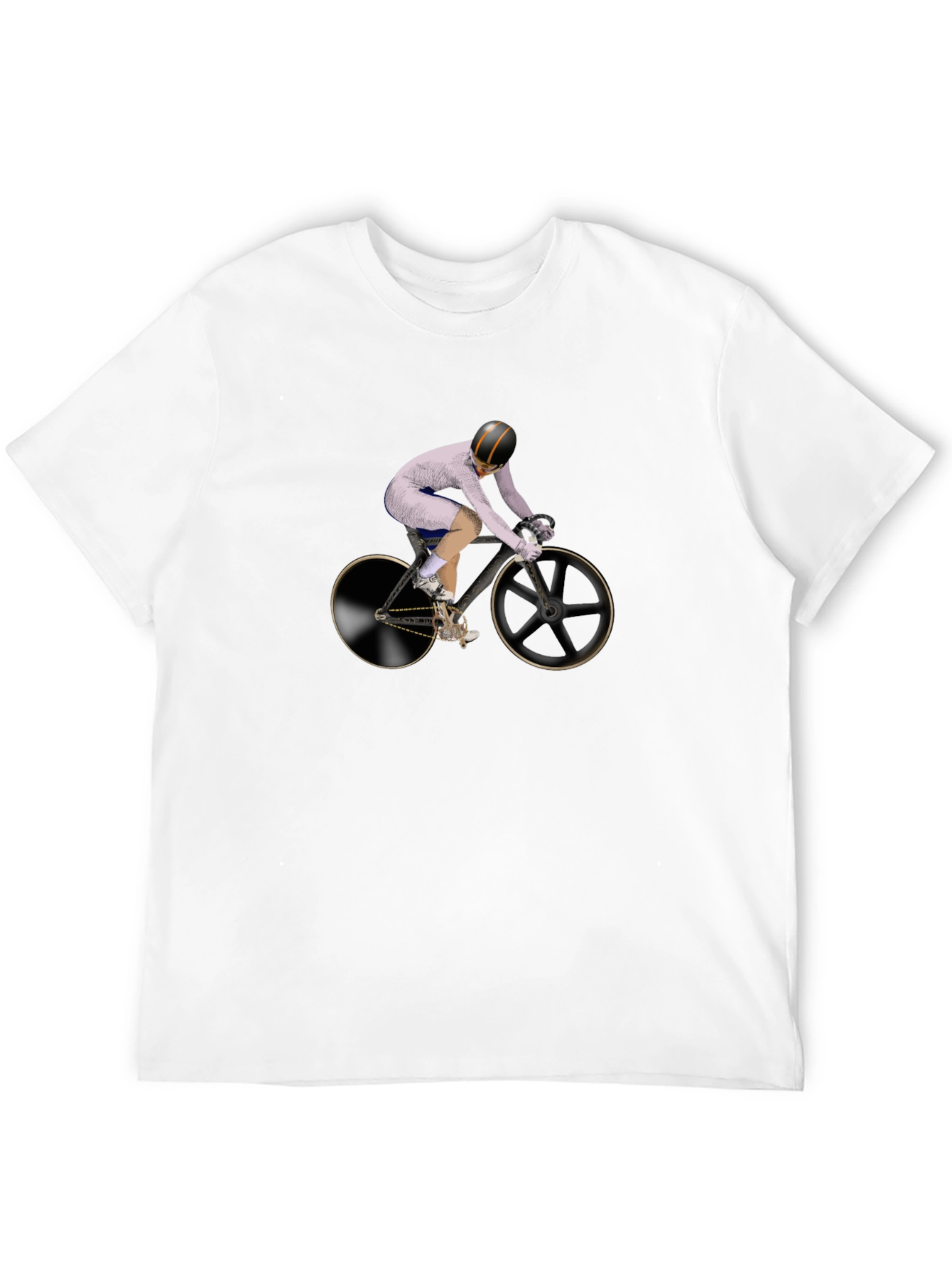 Mens Black T-Shirt with Cyclist Graphic