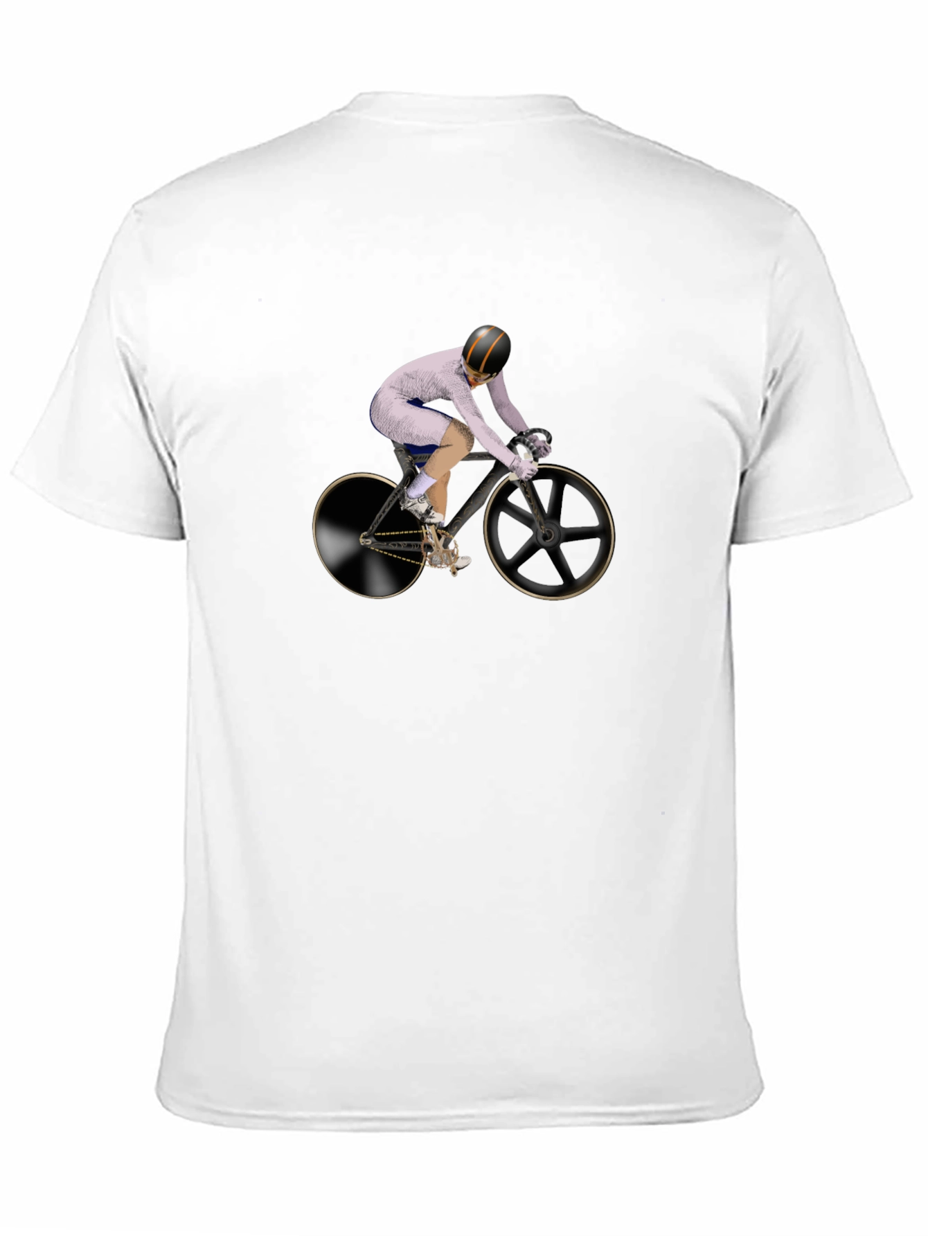 Mens Black T-Shirt with Cyclist Graphic