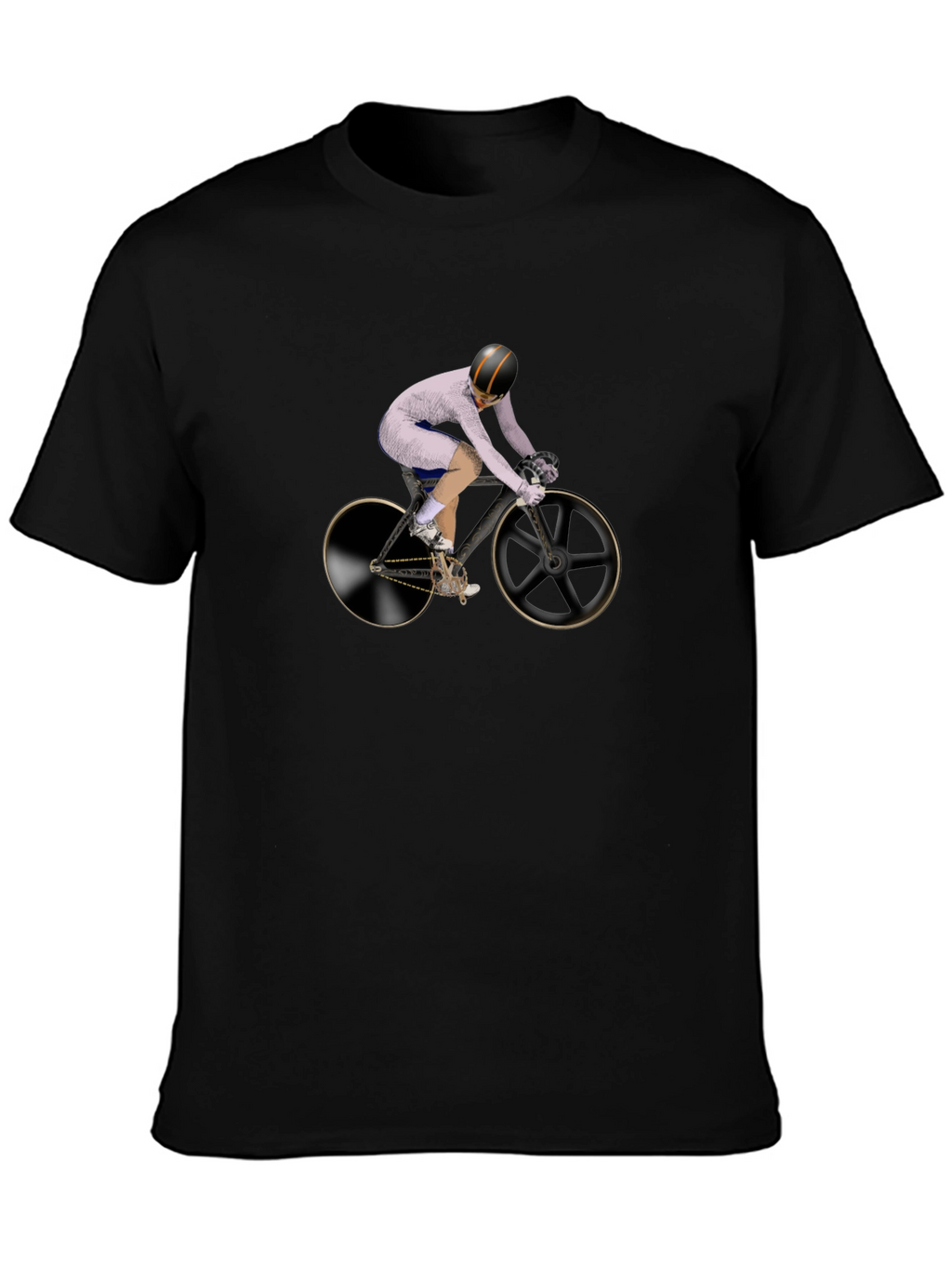 Mens Black T-Shirt with Cyclist Graphic