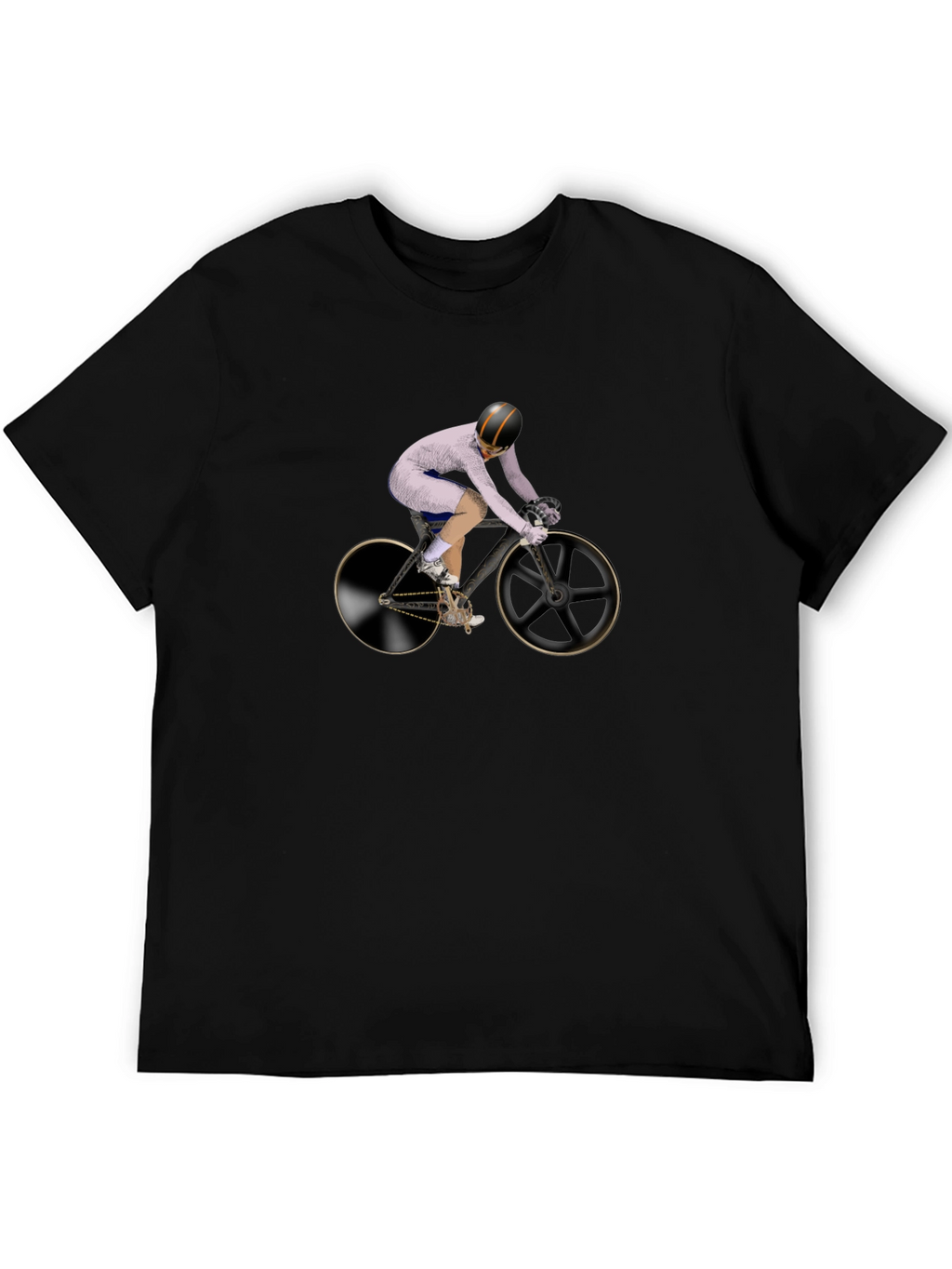 Mens Black T-Shirt with Cyclist Graphic