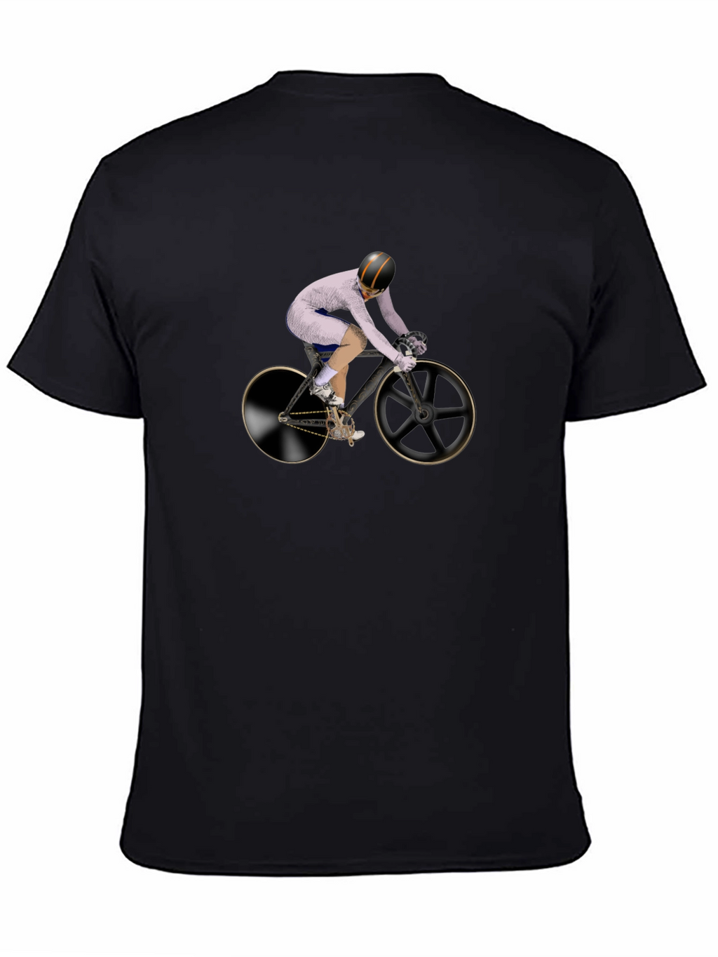 Mens Black T-Shirt with Cyclist Graphic