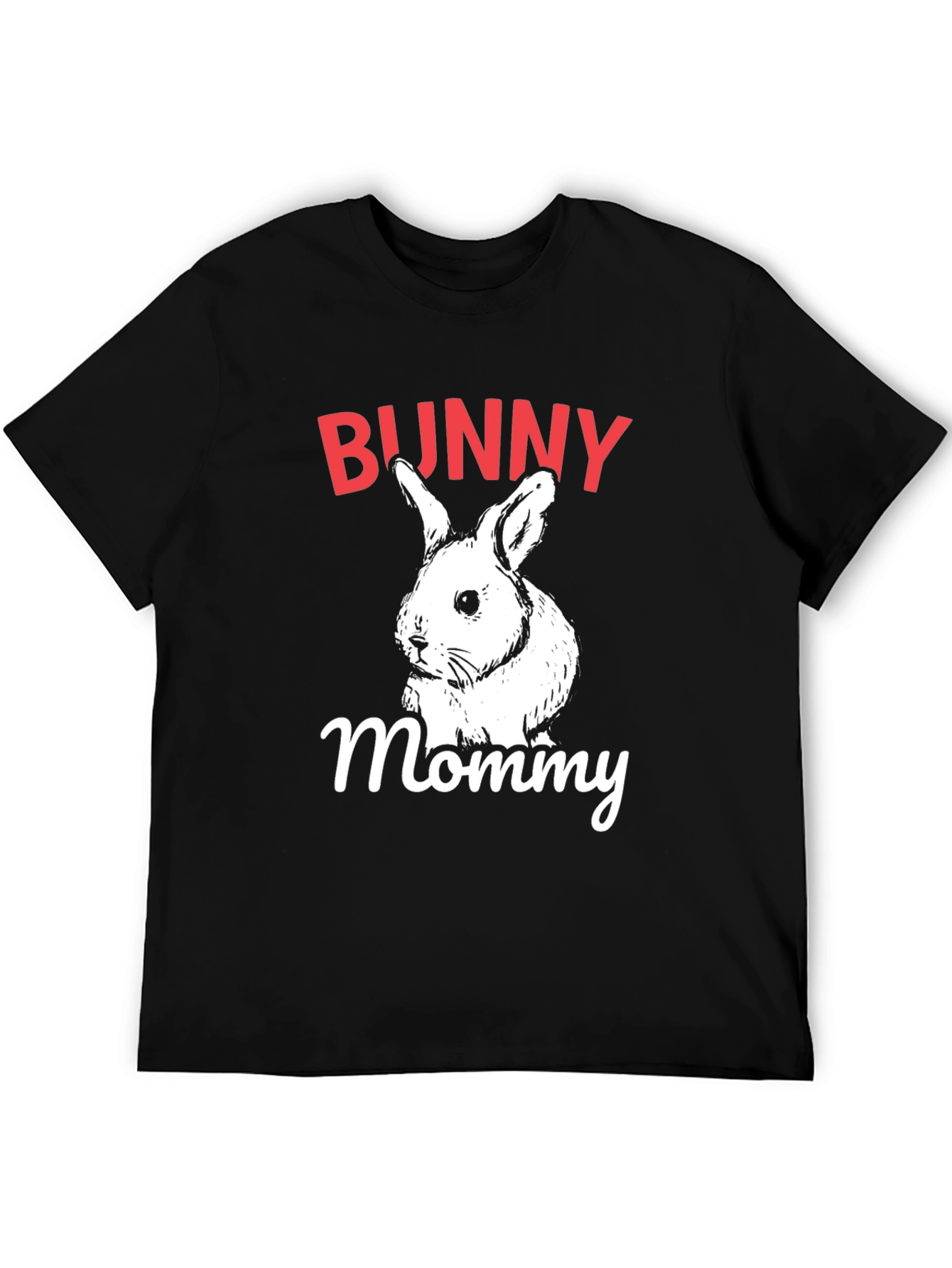 Bunny Mommy Graphic T-Shirt - Black Crew Neck Tee
