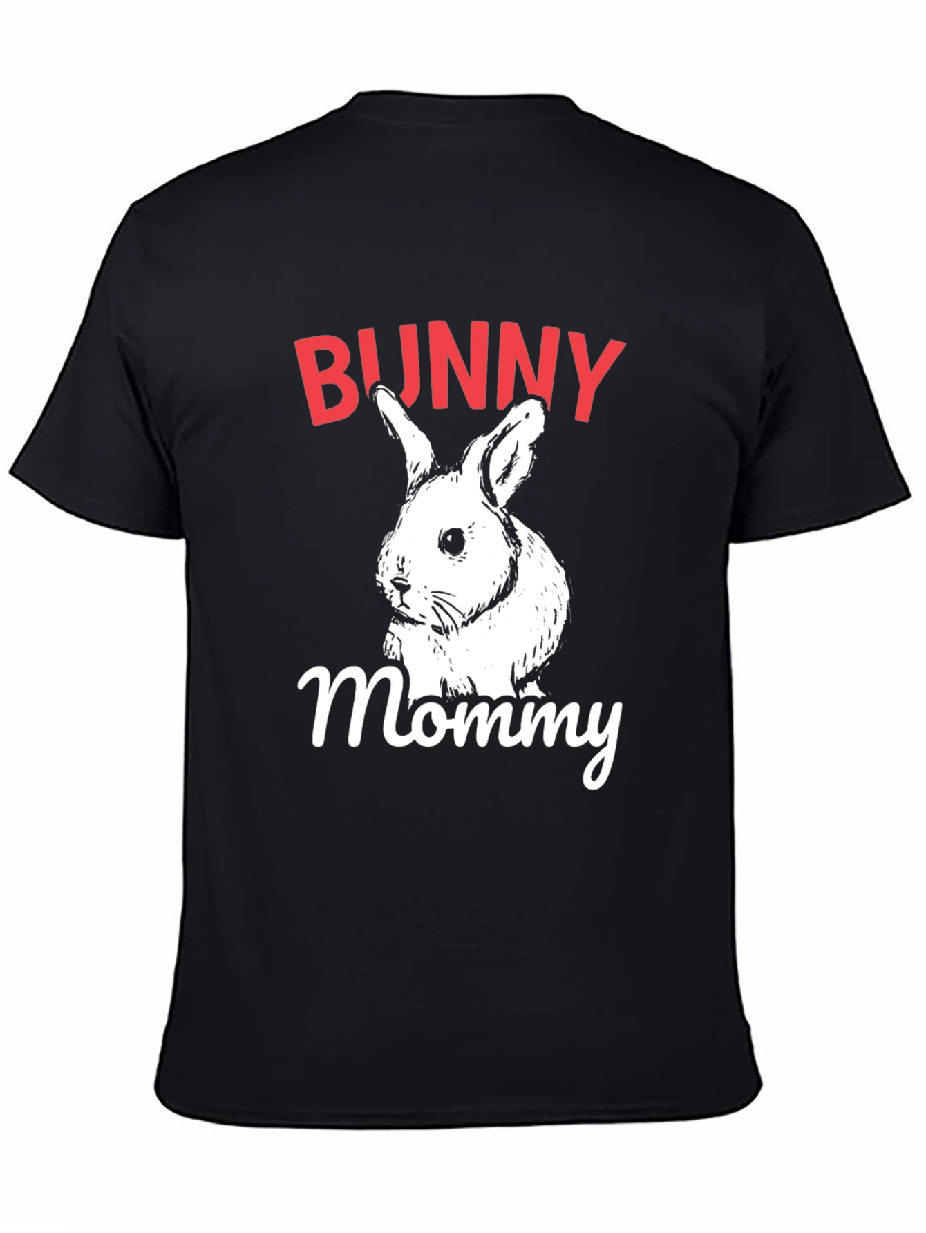 Bunny Mommy Graphic T-Shirt - Black Crew Neck Tee