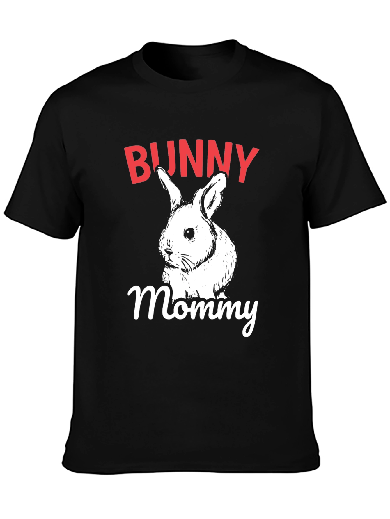 Bunny Mommy Graphic T-Shirt - Black Crew Neck Tee
