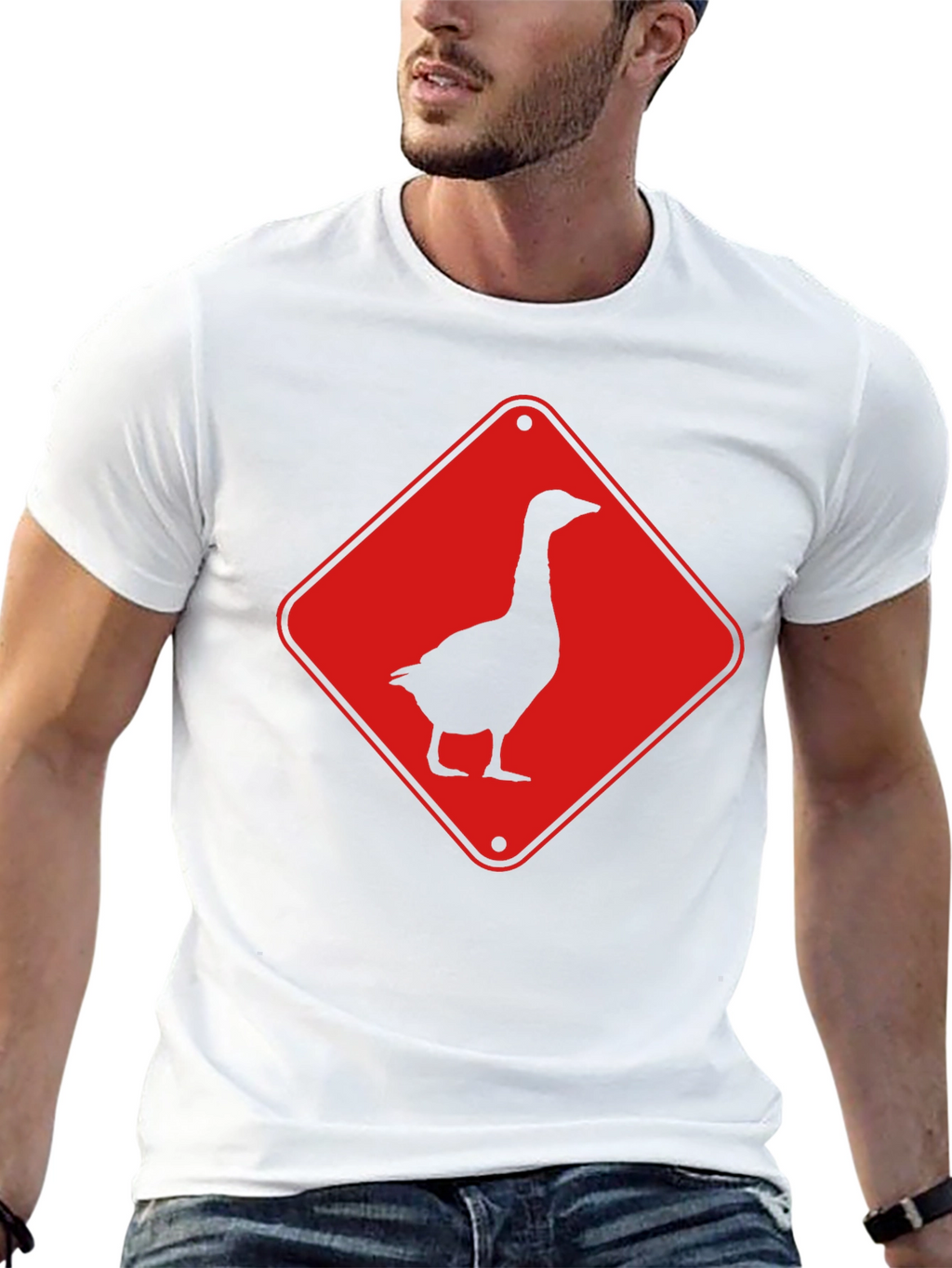 Goose Crossing Sign T-Shirt - Black