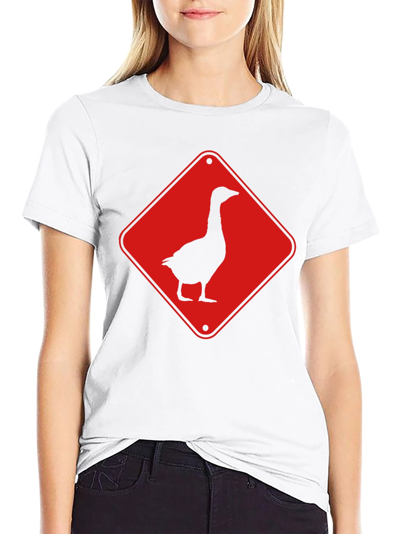 Goose Crossing Sign T-Shirt - Black