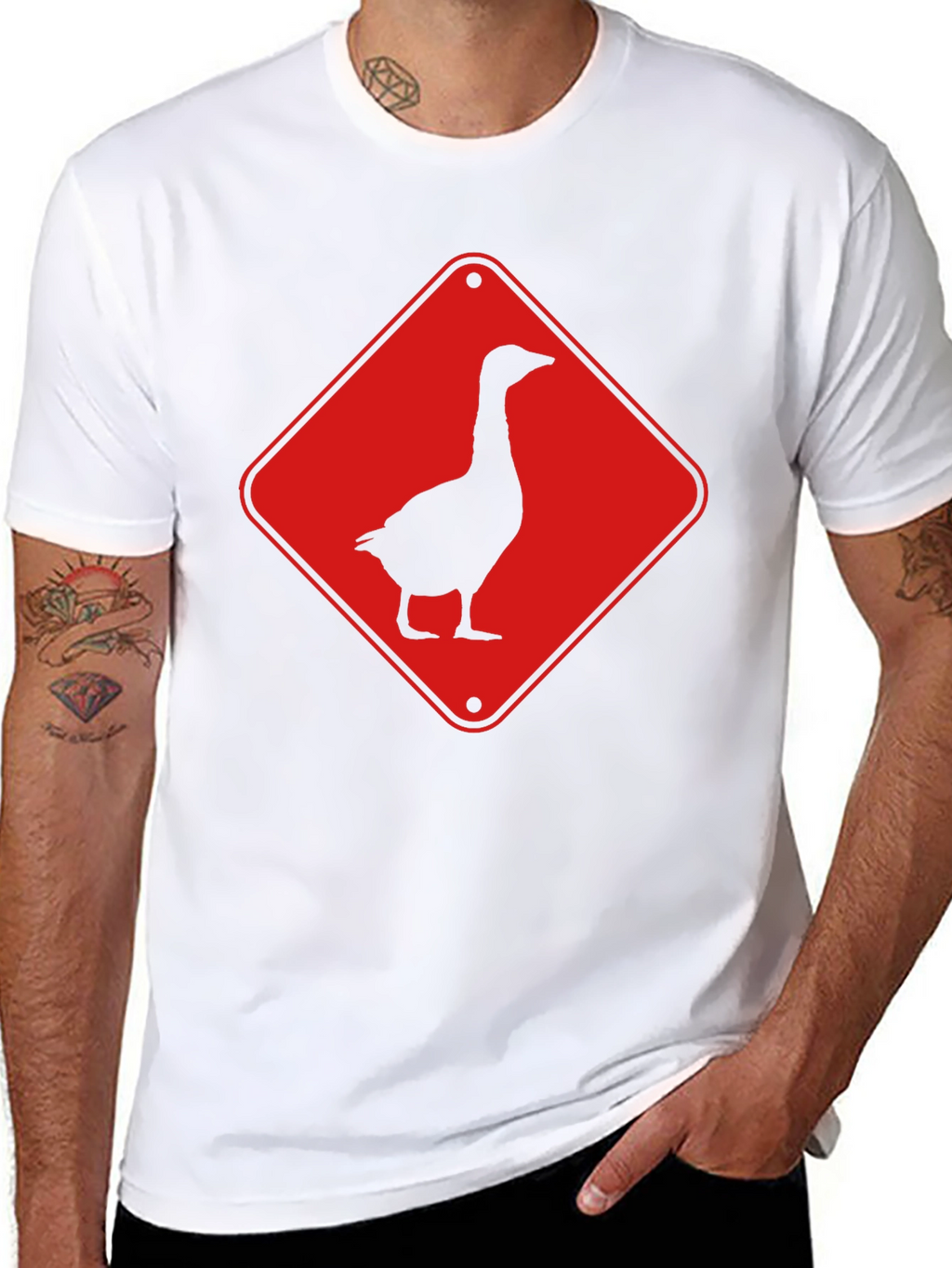 Goose Crossing Sign T-Shirt - Black