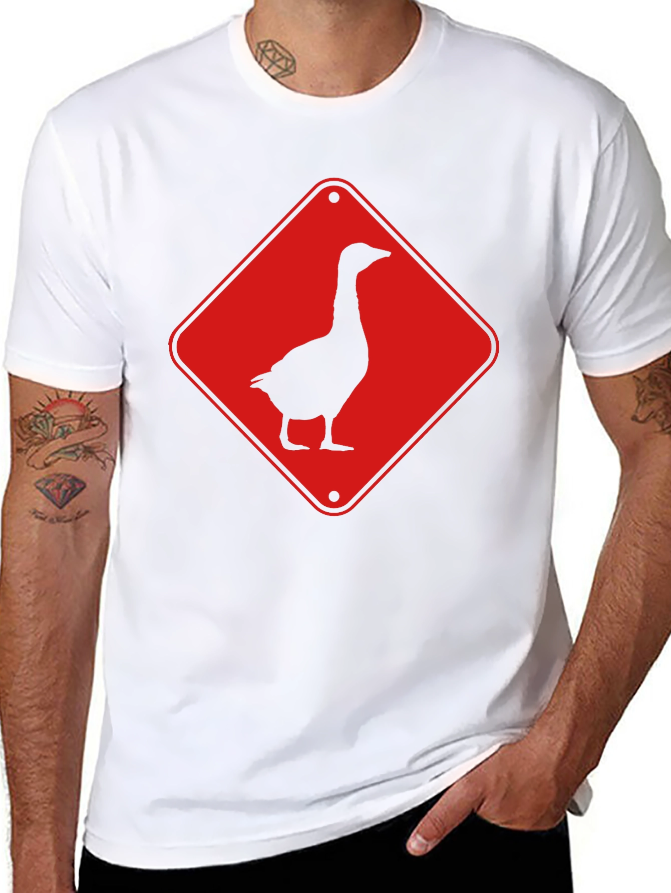 Goose Crossing Sign T-Shirt - Black