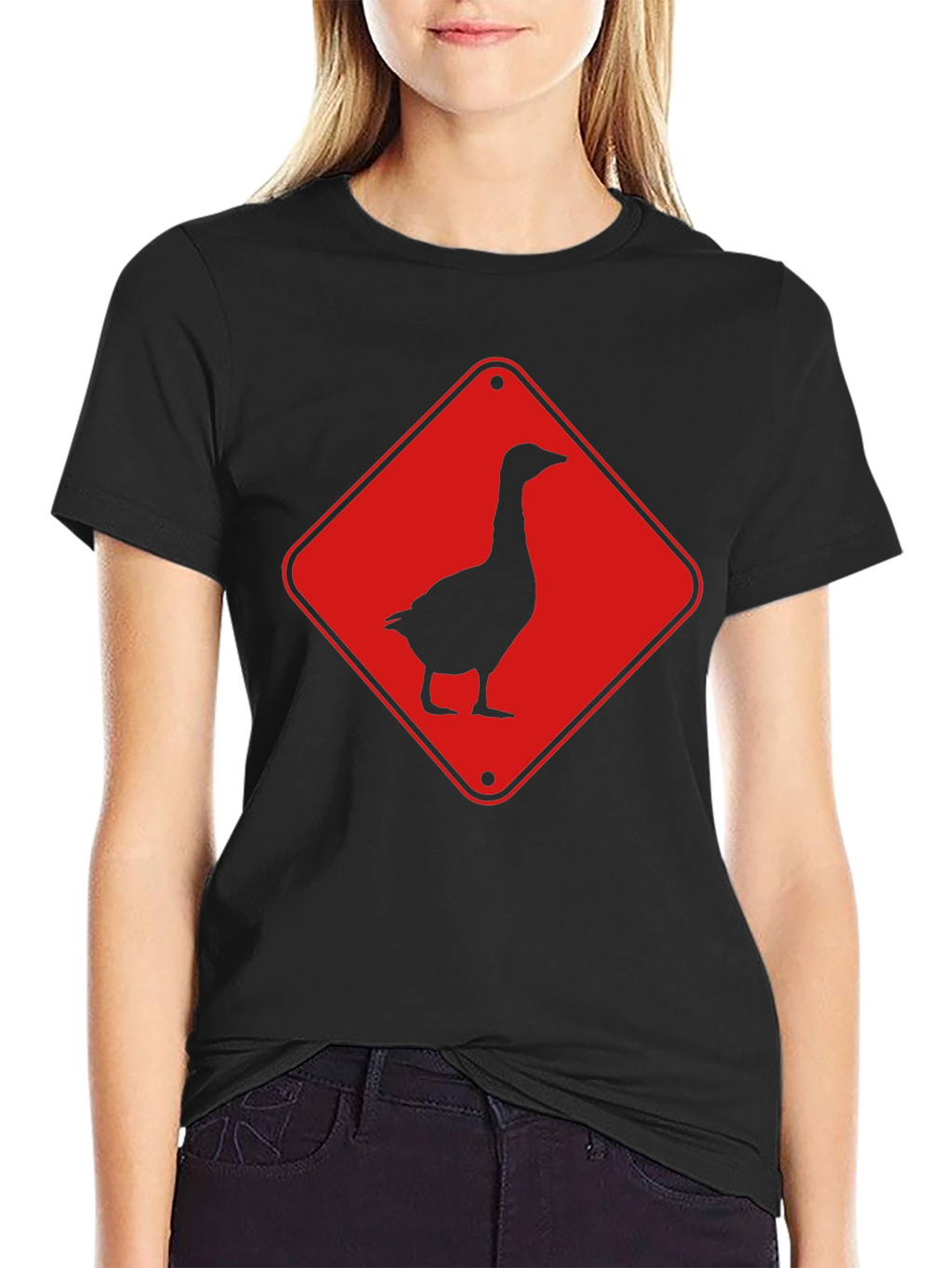 Goose Crossing Sign T-Shirt - Black