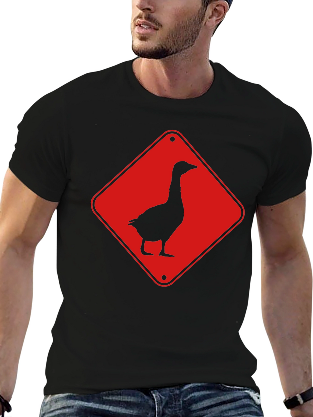 Goose Crossing Sign T-Shirt - Black