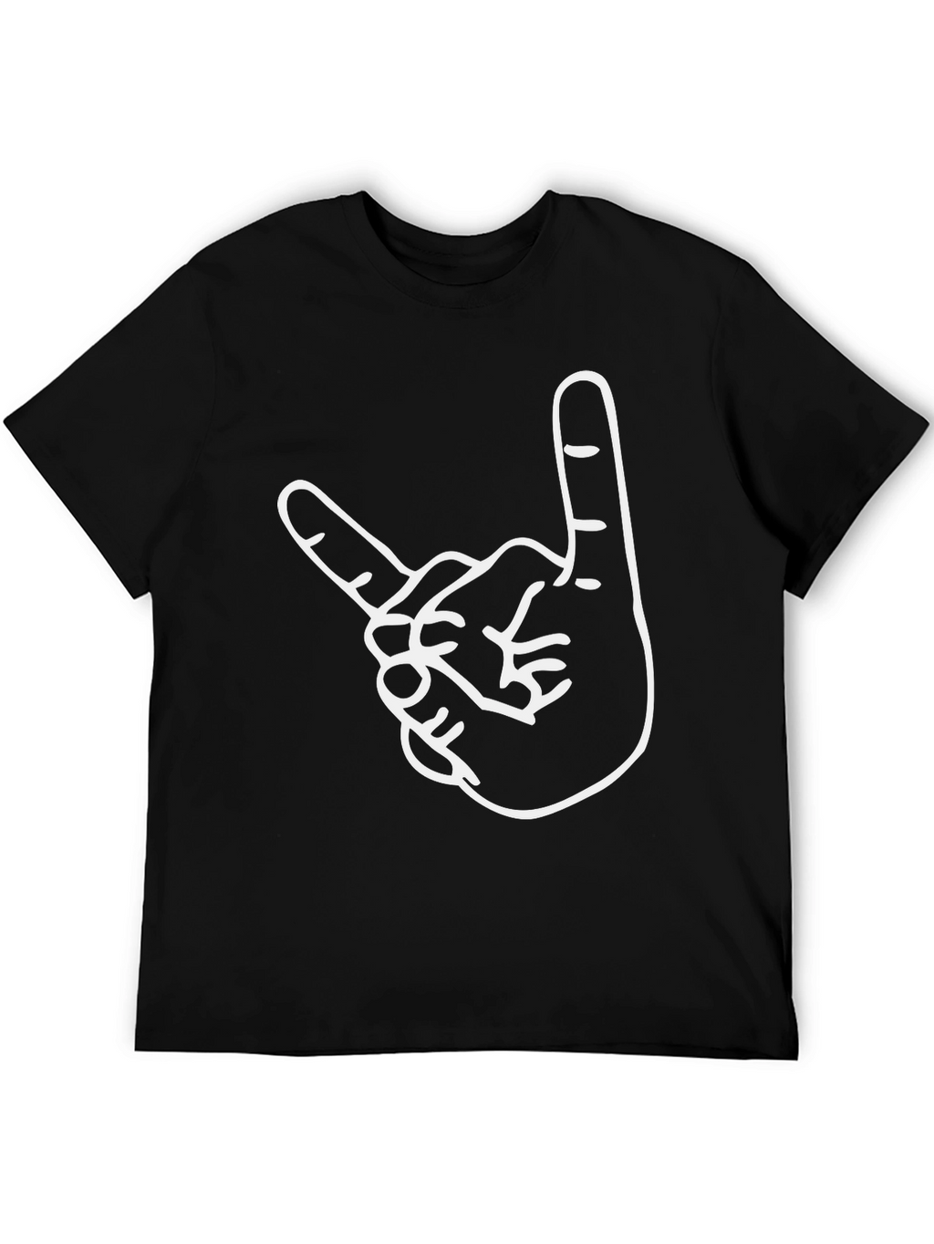 Rock On Hand Gesture Graphic Tee - Black T-Shirt