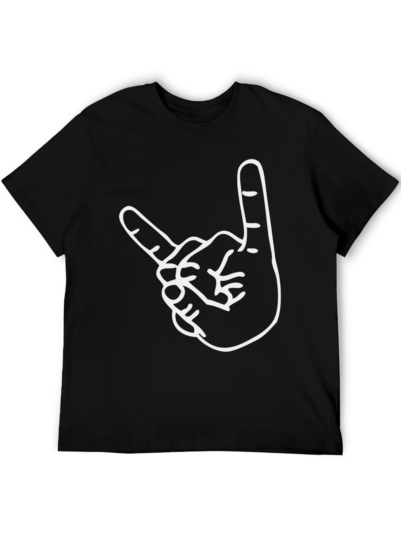 Rock On Hand Gesture Graphic Tee - Black T-Shirt