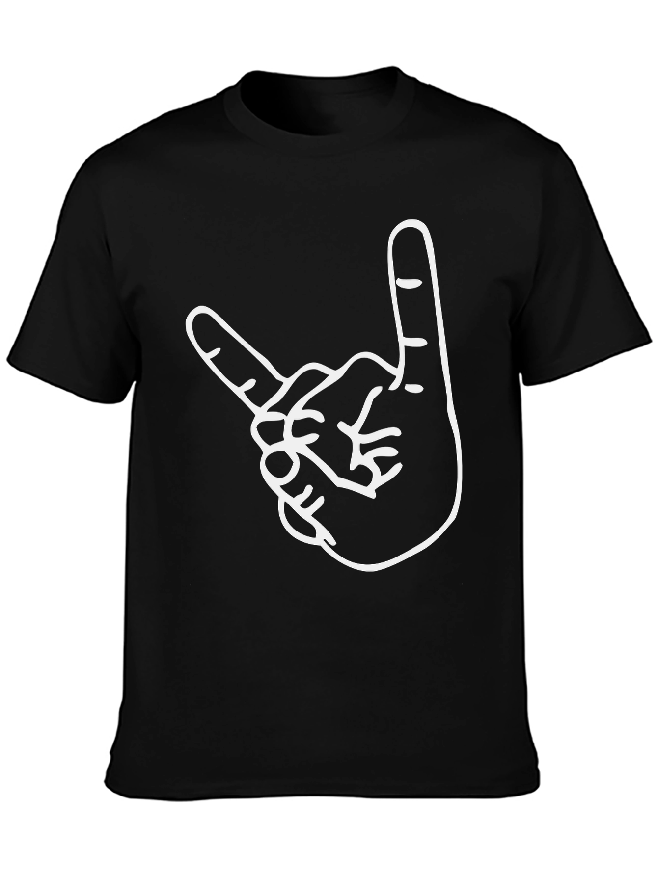 Rock On Hand Gesture Graphic Tee - Black T-Shirt