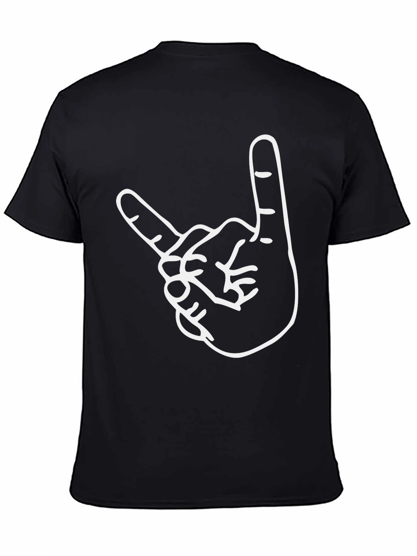 Rock On Hand Gesture Graphic Tee - Black T-Shirt