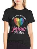 Girl Loves Jigsaw Puzzles T-Shirt