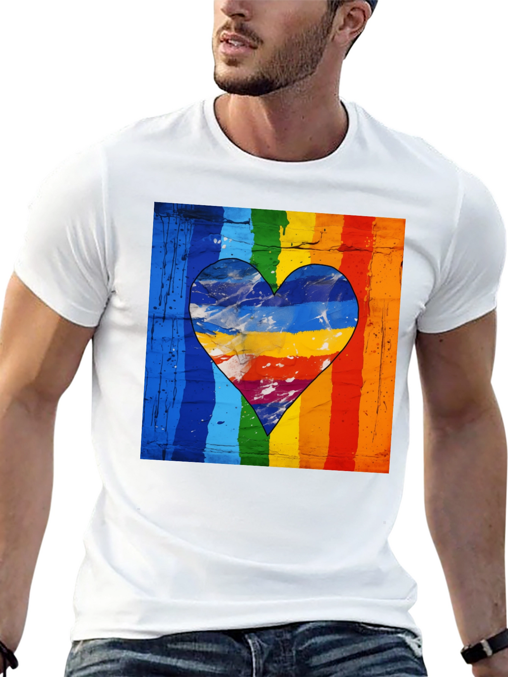 Rainbow Heart Graphic Tee - Pride Love