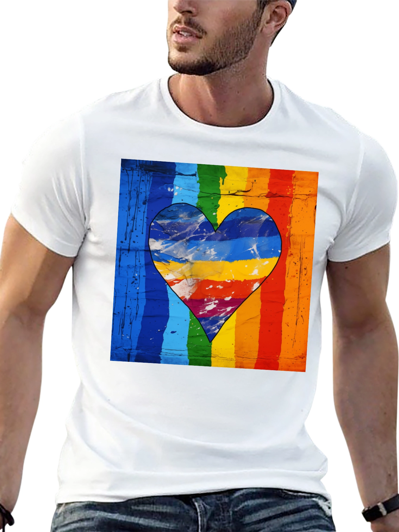 Rainbow Heart Graphic Tee - Pride Love
