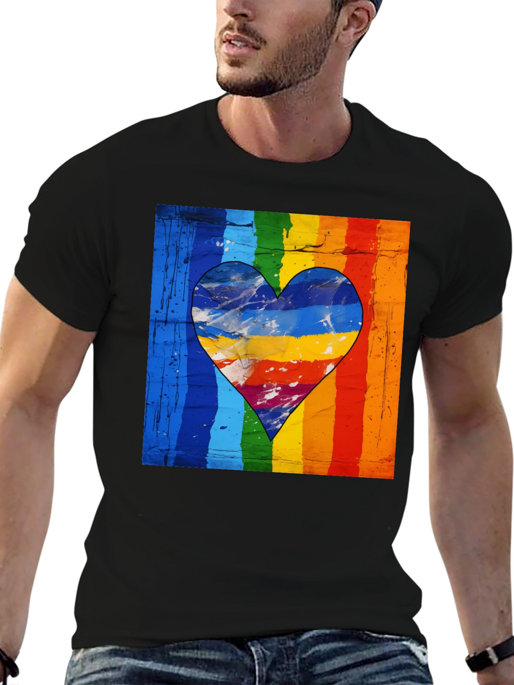 Rainbow Heart Graphic Tee - Pride Love