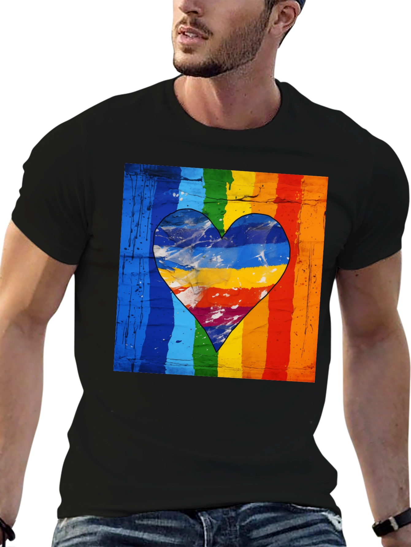 Rainbow Heart Graphic Tee - Pride Love
