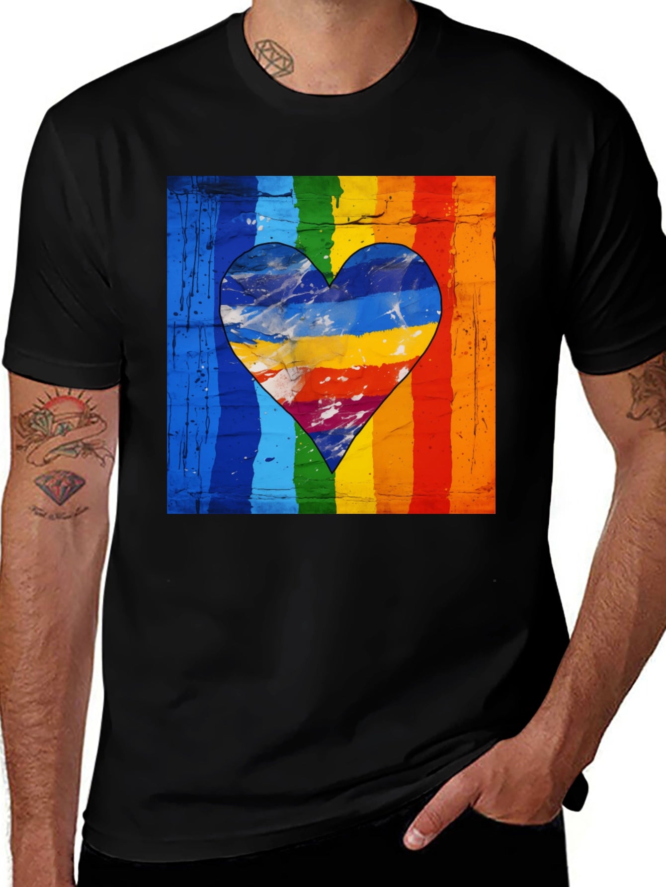 Rainbow Heart Graphic Tee - Pride Love
