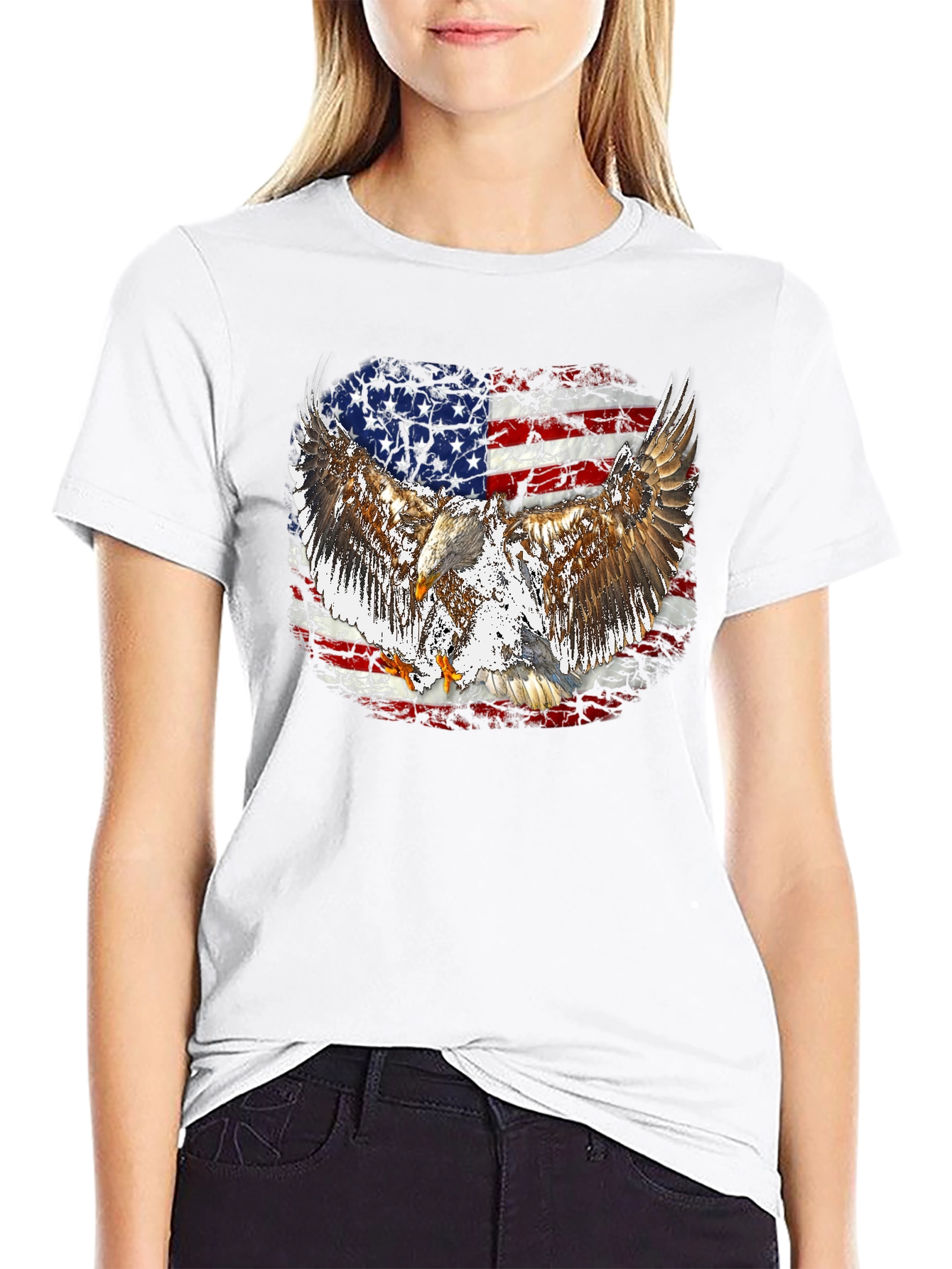 American Flag Eagle Graphic T-Shirt
