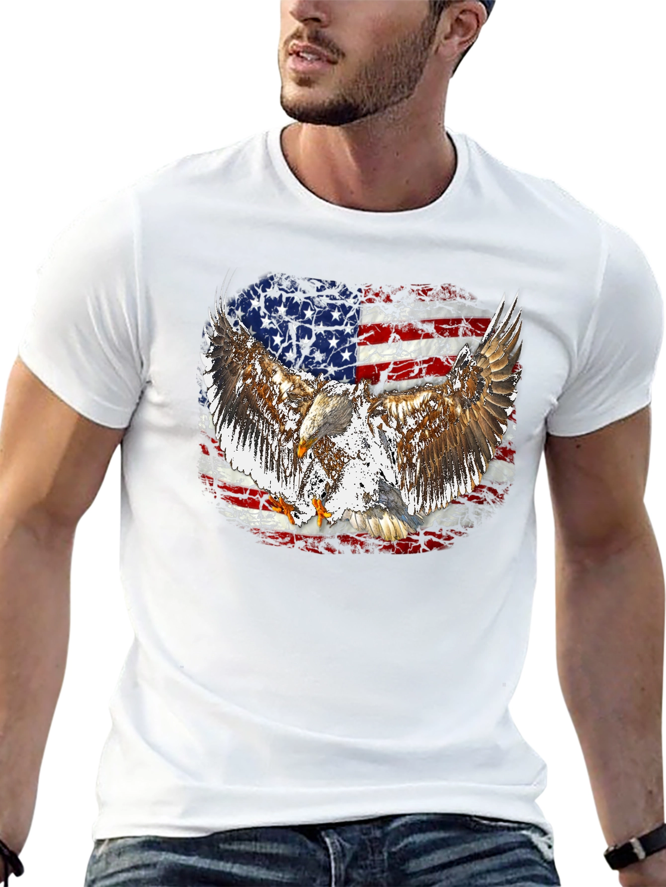 American Flag Eagle Graphic T-Shirt