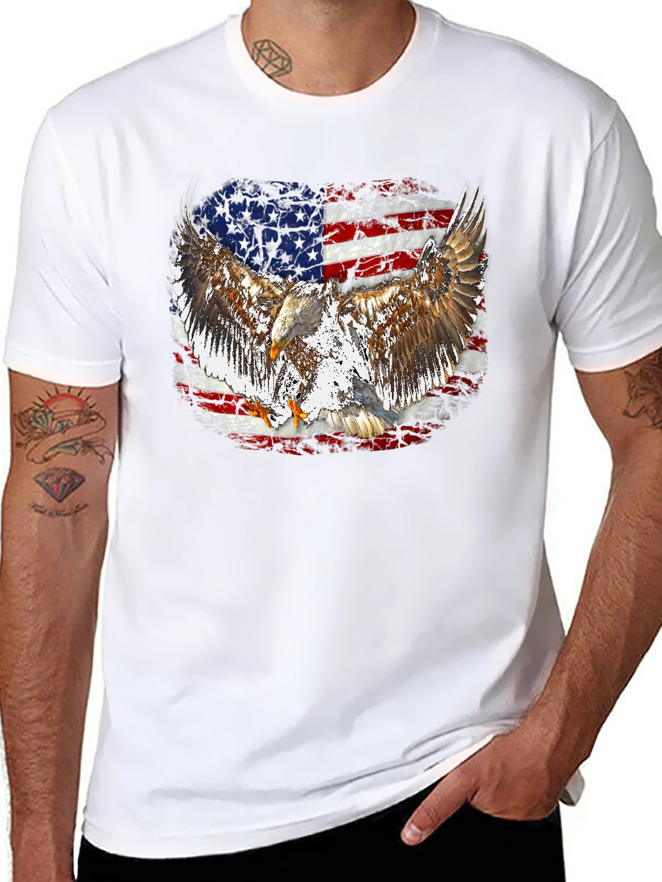 American Flag Eagle Graphic T-Shirt