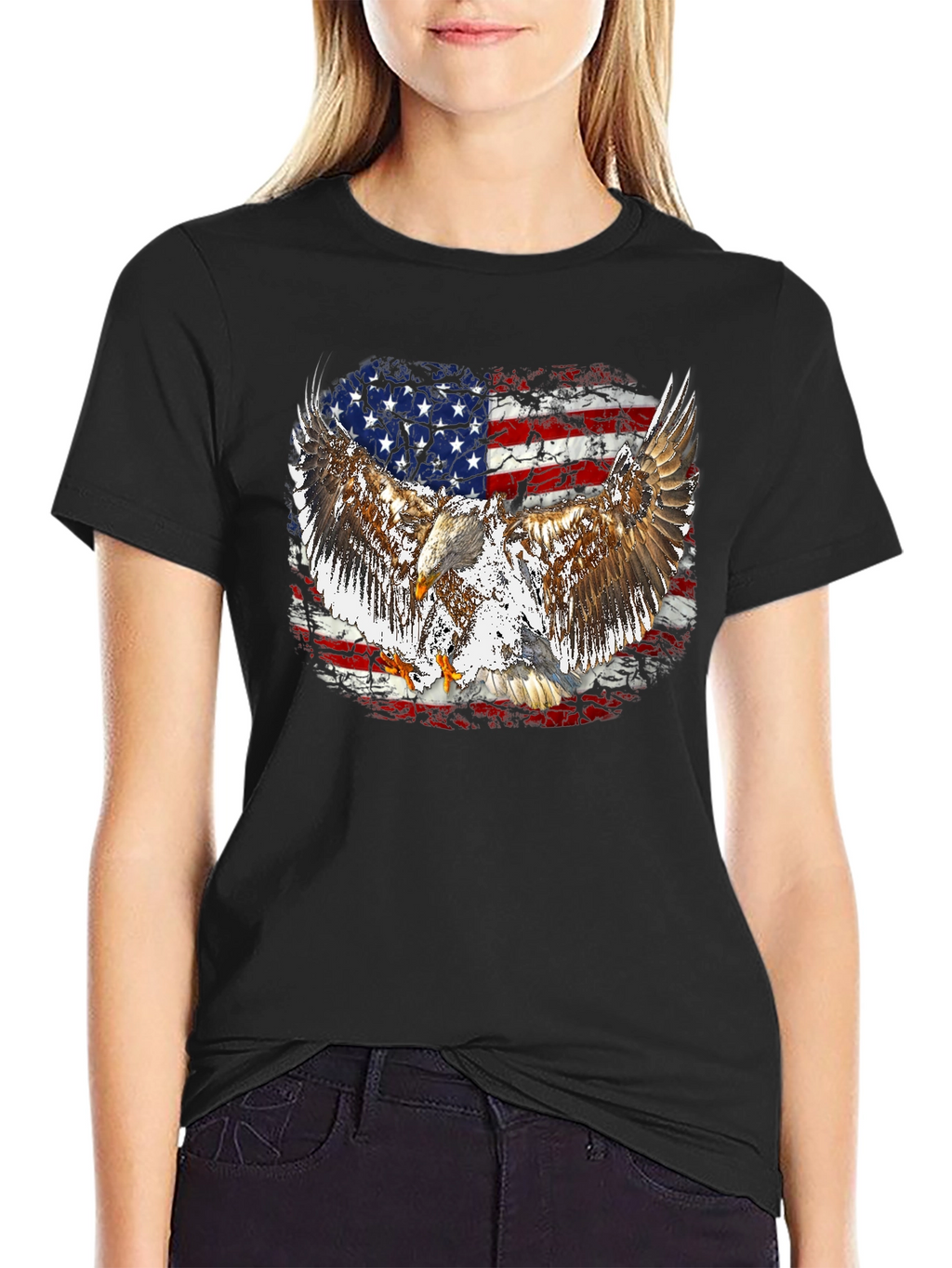American Flag Eagle Graphic T-Shirt