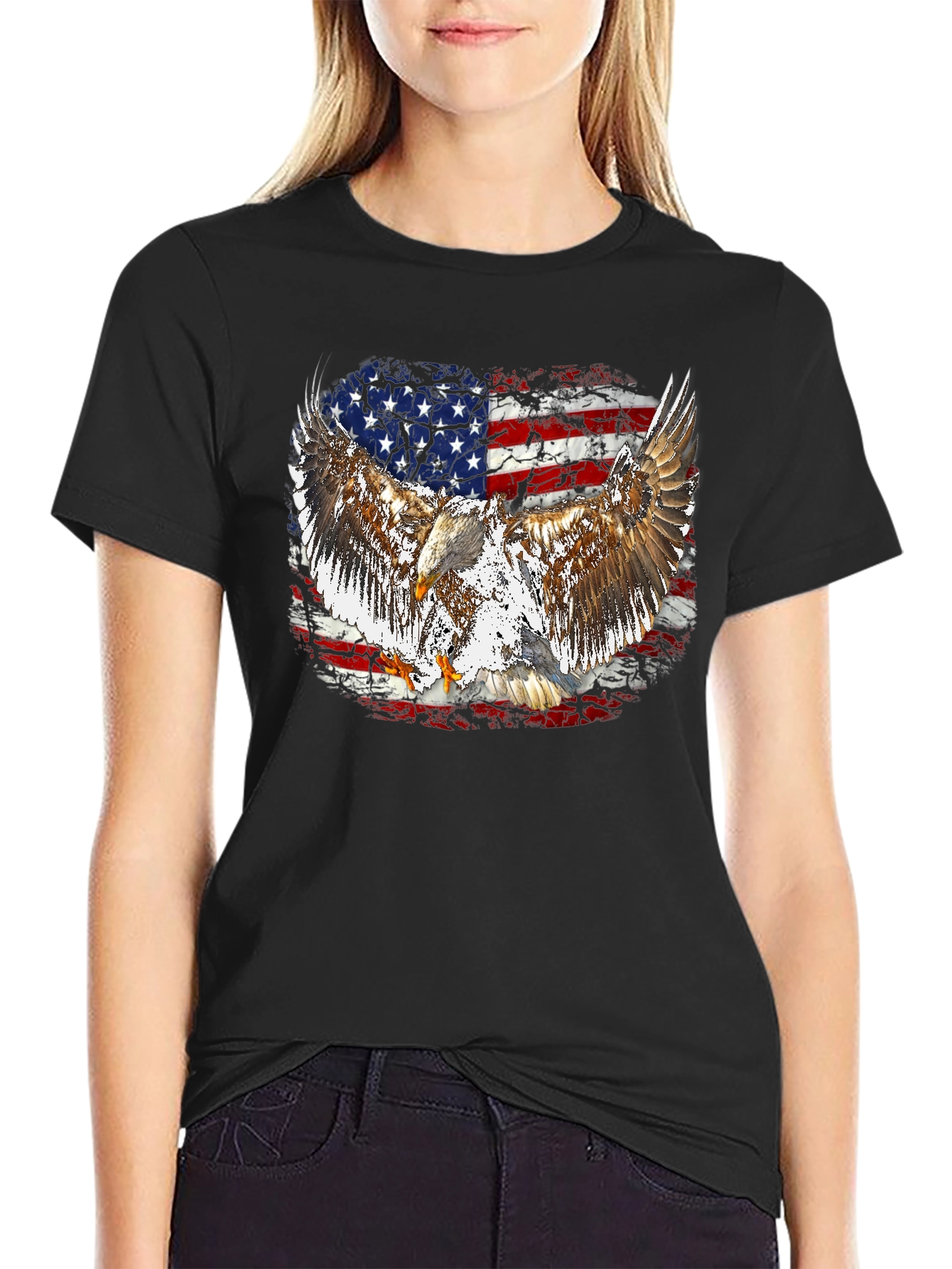 American Flag Eagle Graphic T-Shirt