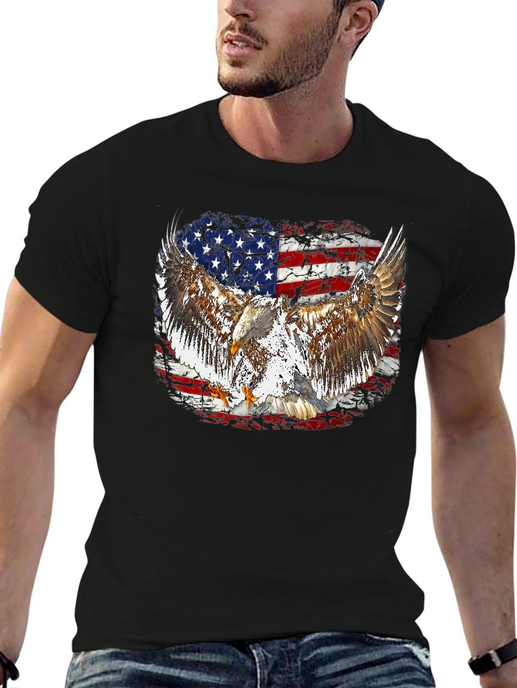 American Flag Eagle Graphic T-Shirt