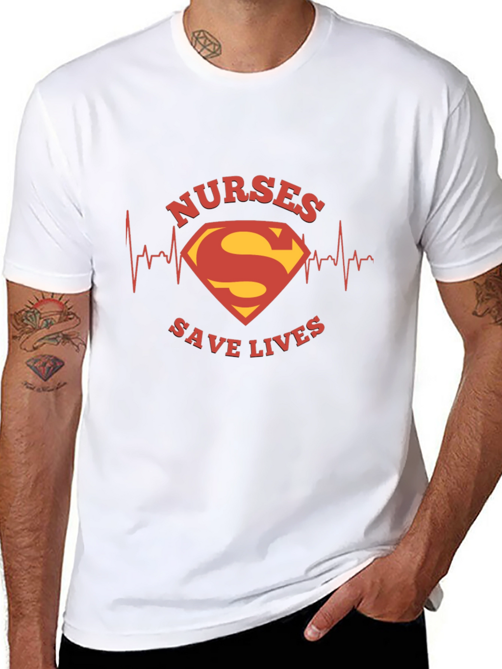Nurses Save Lives Superman Style Black Tee