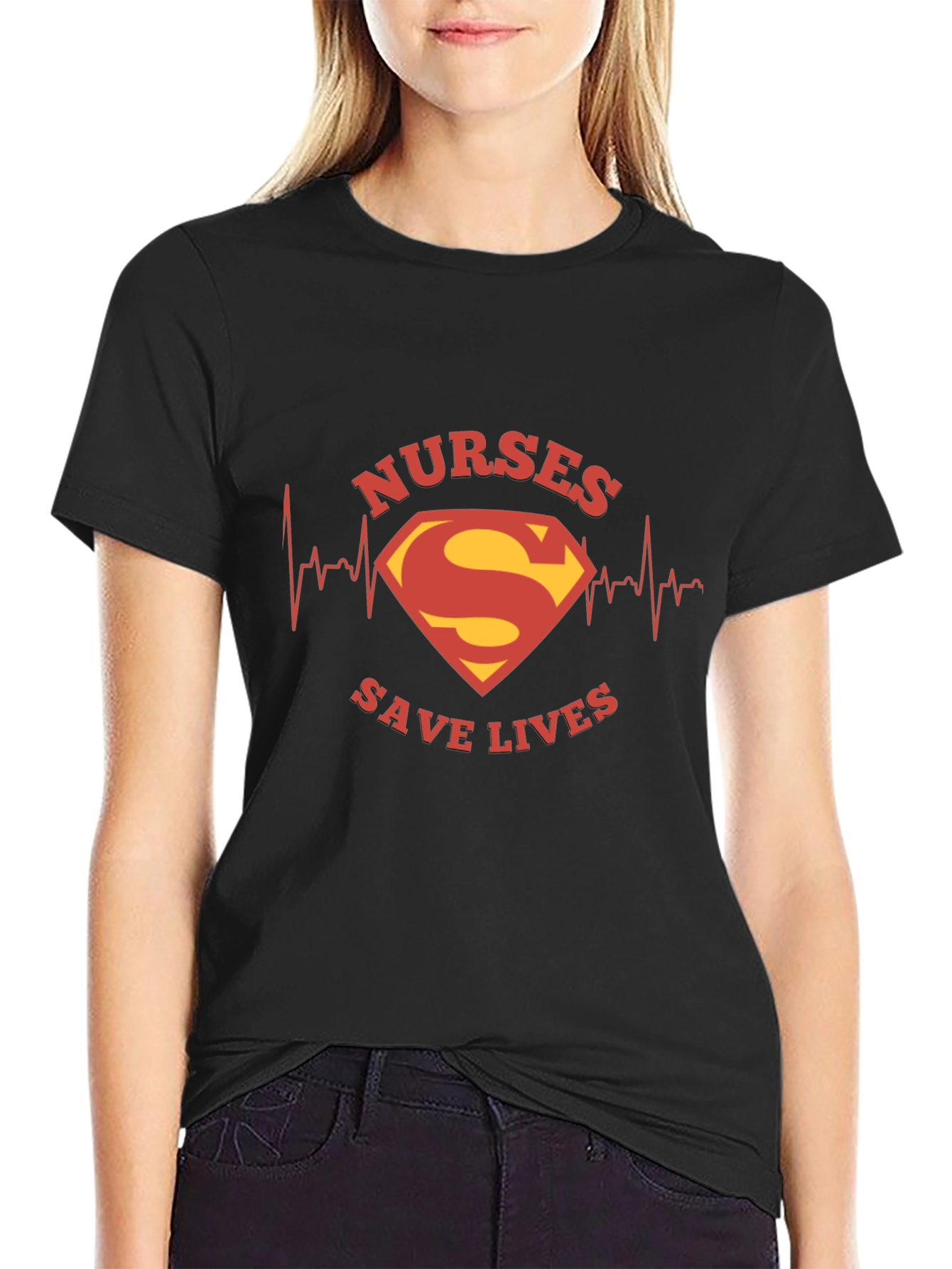 Nurses Save Lives Superman Style Black Tee