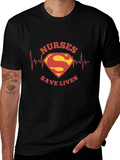 Nurses Save Lives Superman Style Black Tee