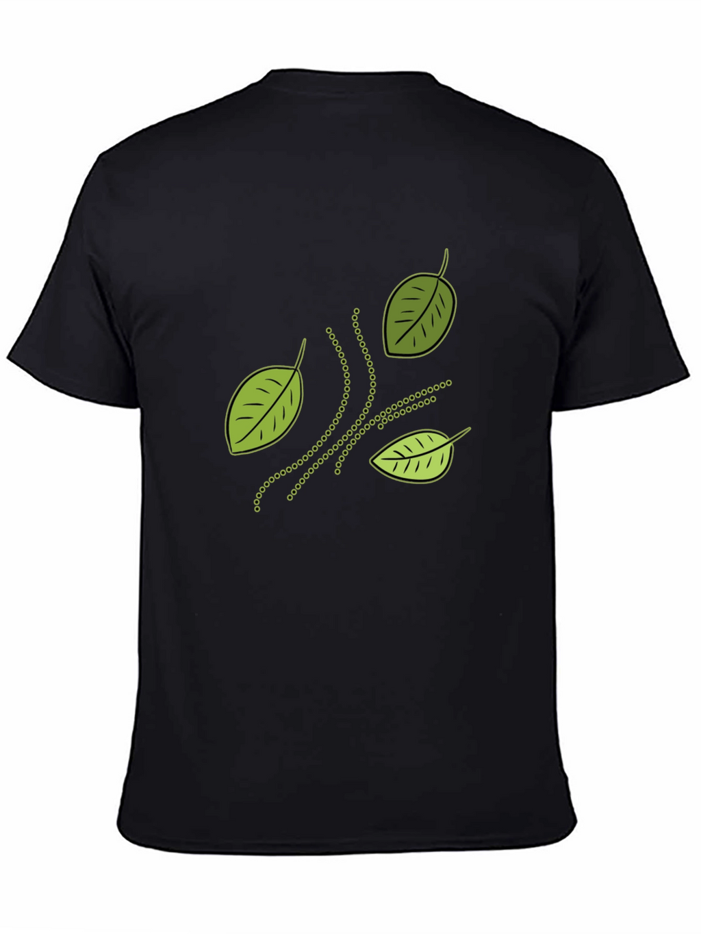 Nature Inspired Leaf Patterned Black T-Shirt
