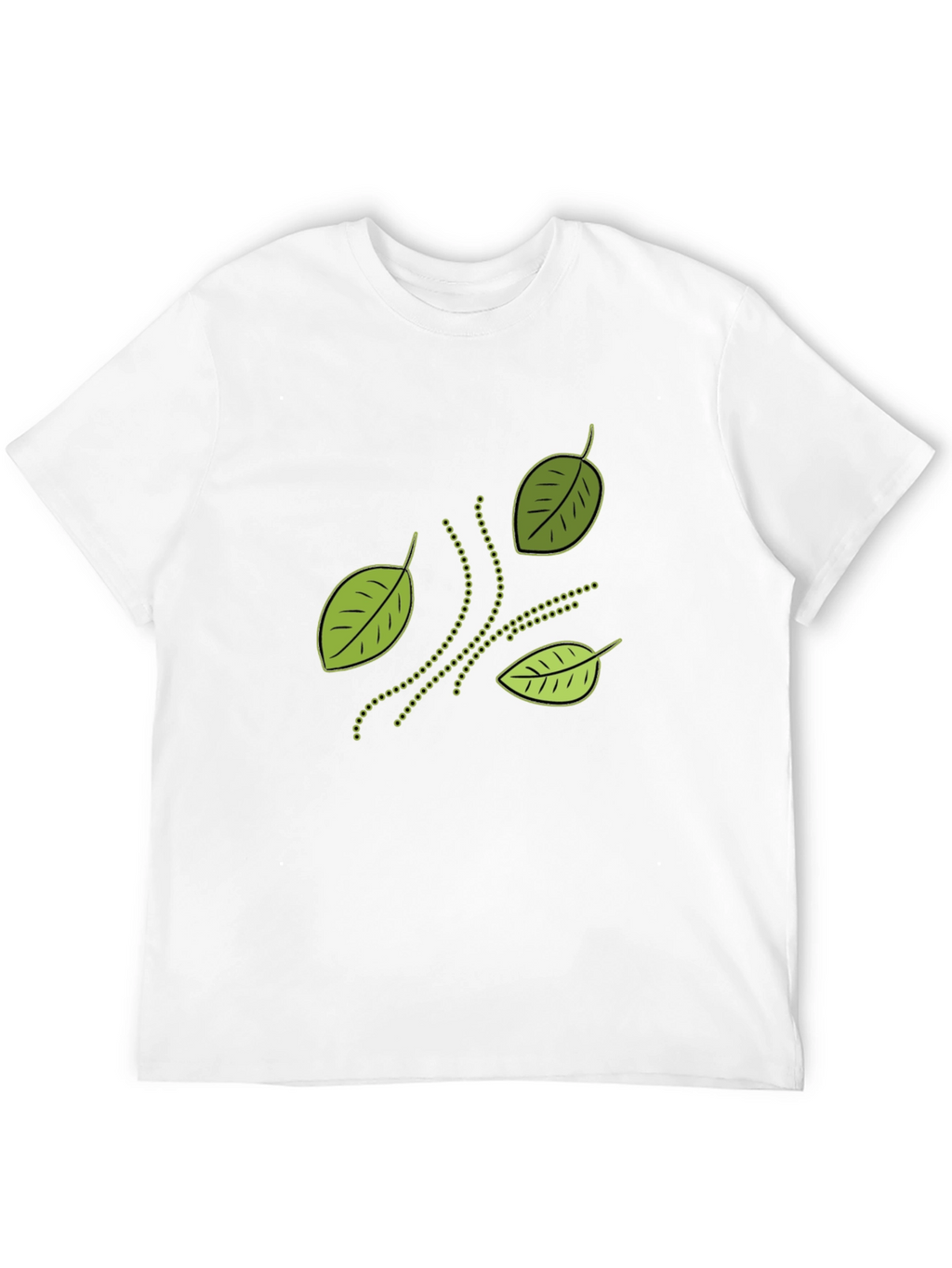 Nature Inspired Leaf Patterned Black T-Shirt