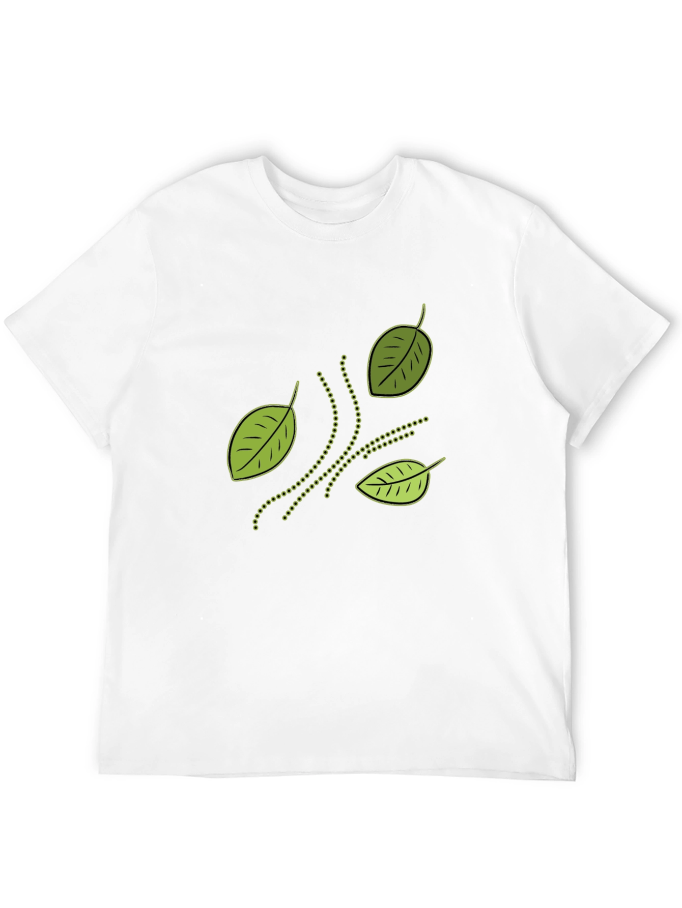 Nature Inspired Leaf Patterned Black T-Shirt