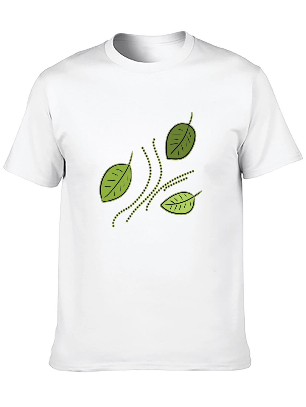 Nature Inspired Leaf Patterned Black T-Shirt