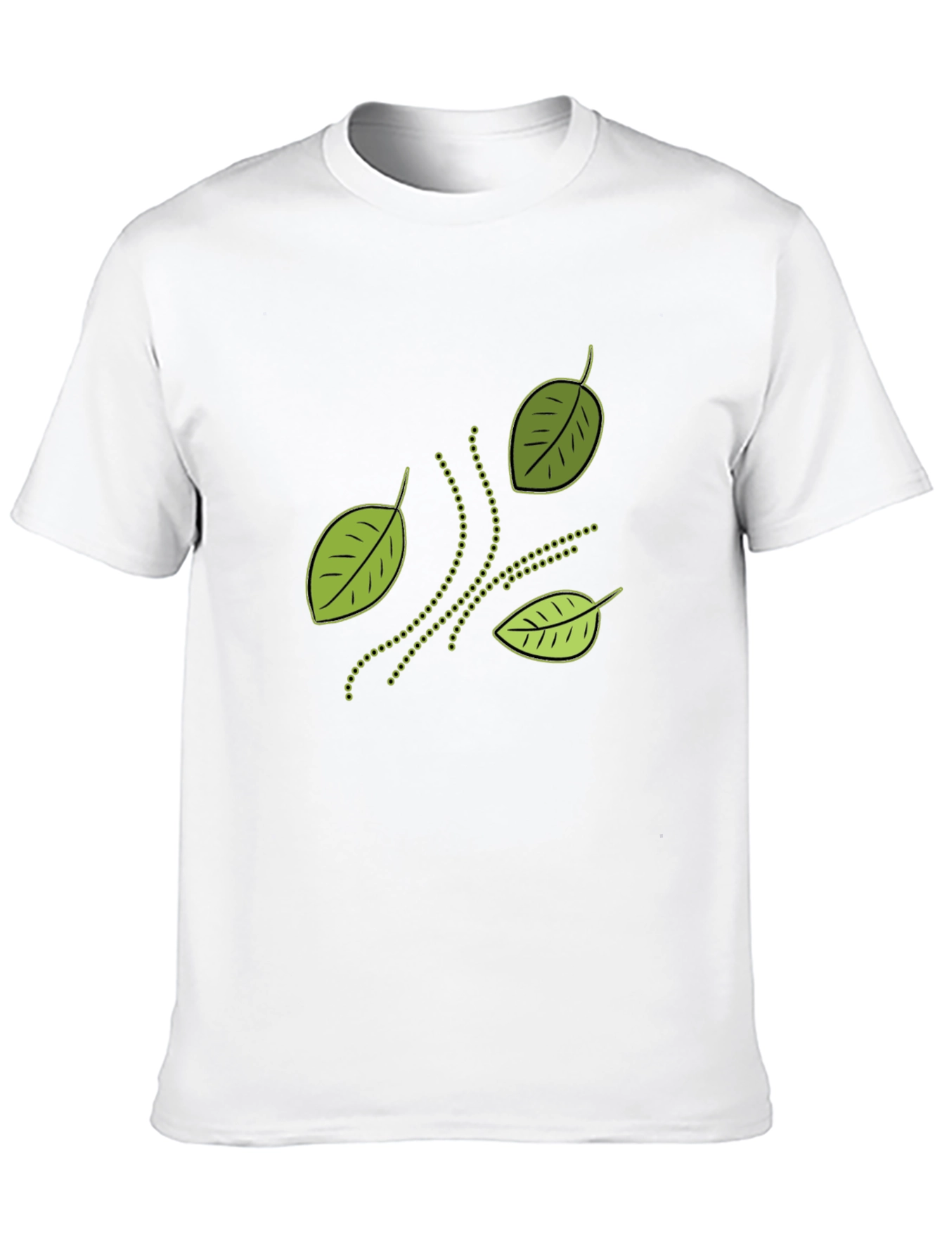 Nature Inspired Leaf Patterned Black T-Shirt