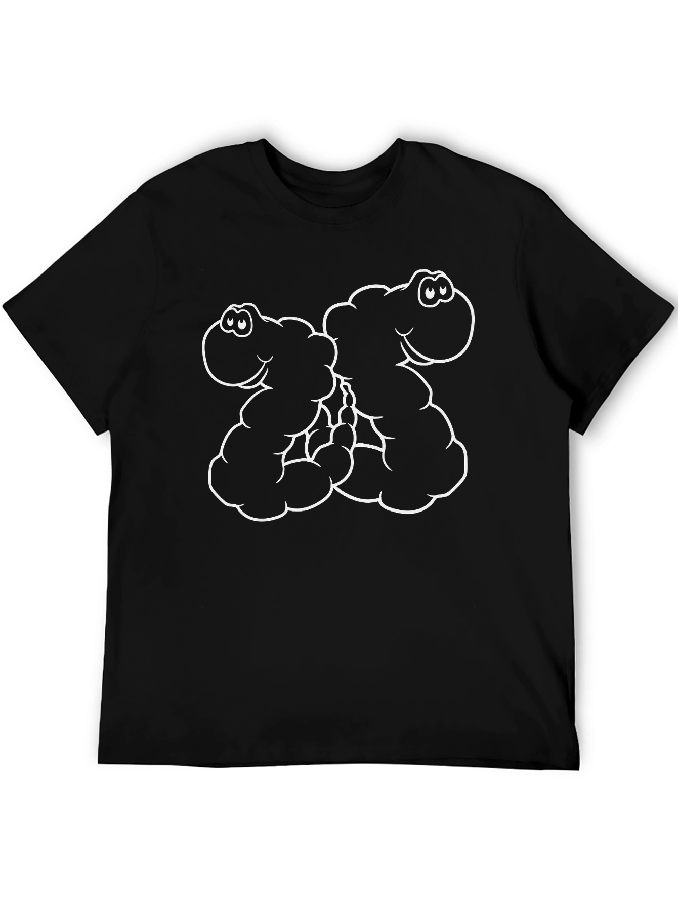 Cartoon Monster Hug Black T-Shirt